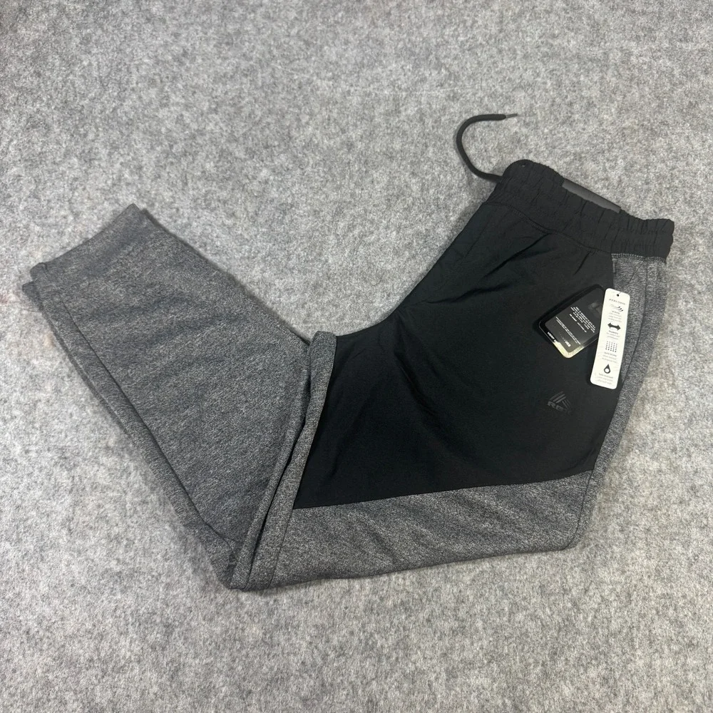 RBX Active Mens Tapered Jogger Pants Black Grey Heather X-Dri CRM7003 Large NEW